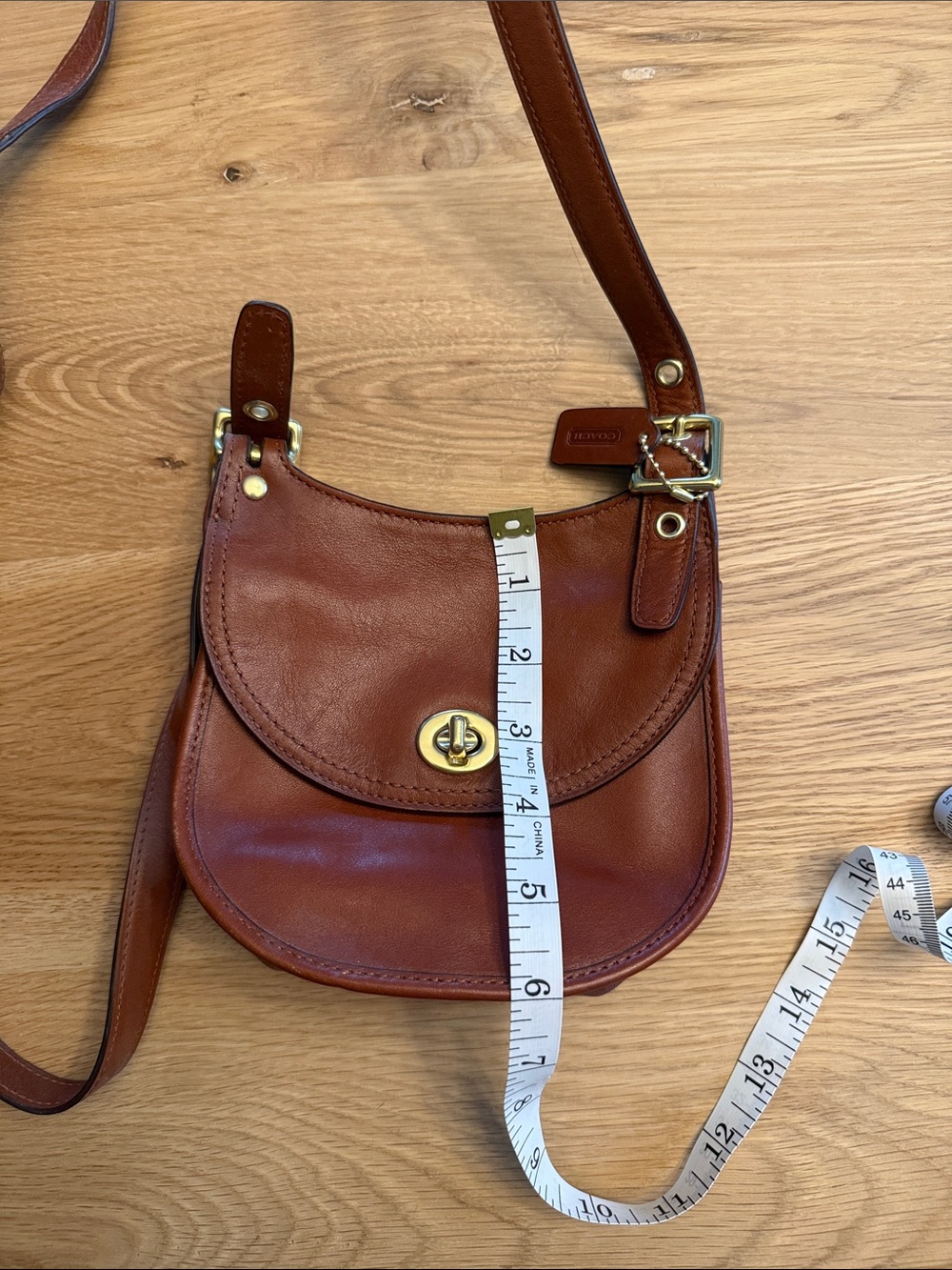 Coach Chestnut Brown Leather Crossbody Saddle Bag with Gold-Tone Turnlock - Picture 8 of 8